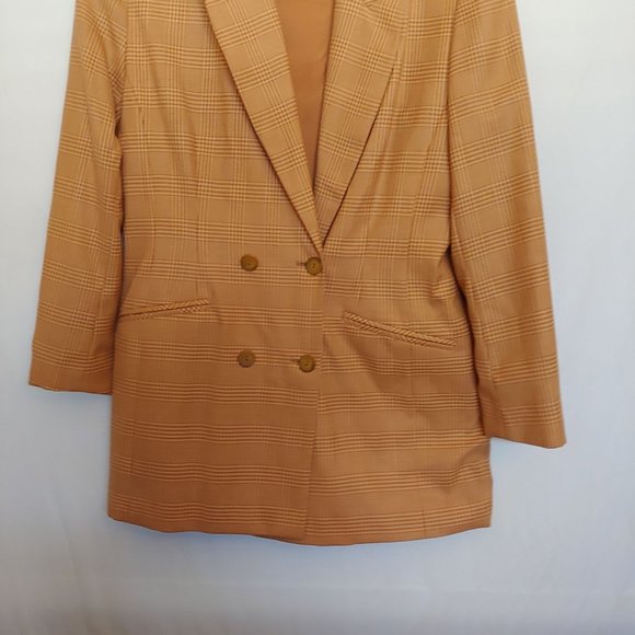 KS. Klaus Steilmann Vintage Light Peach and Brown Plaid Womens Blazer38 - Picture 7 of 15